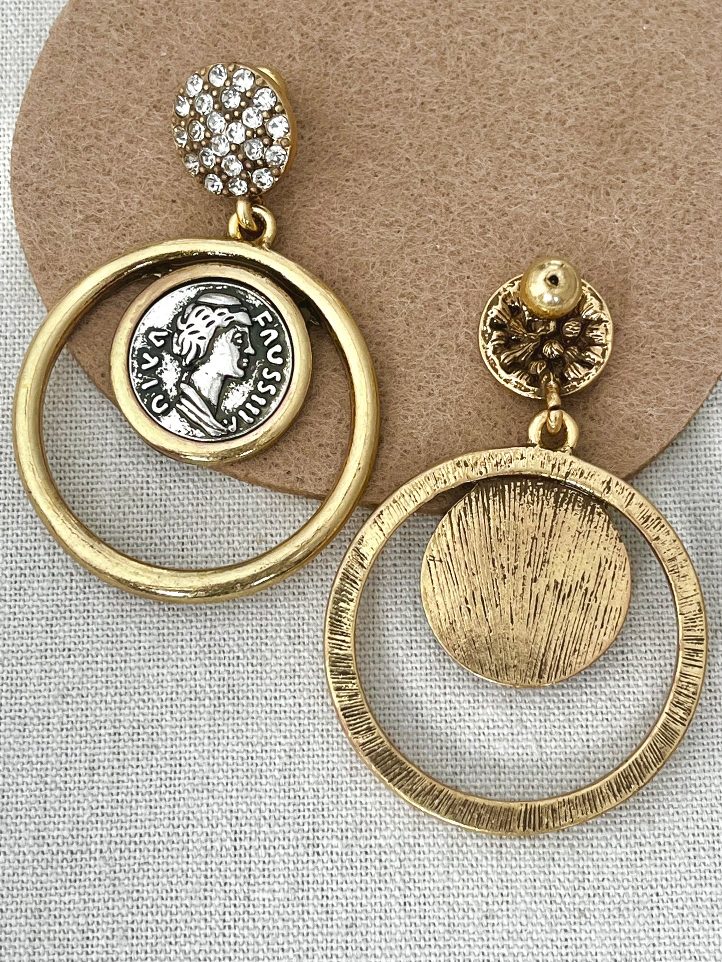 Anciant Coins Round Earring
