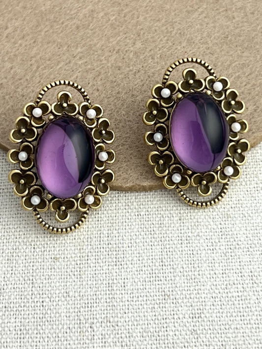 Purple Earrings With Clusters Of Flowers