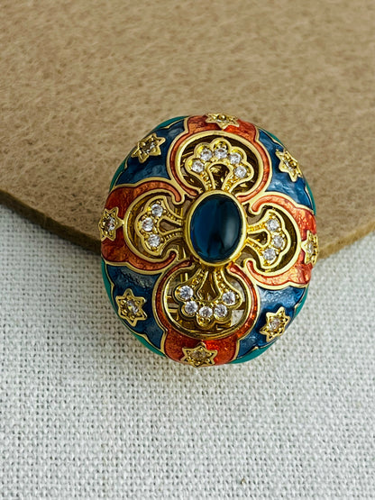 Palace-style Enamel Oval Flower Earrings