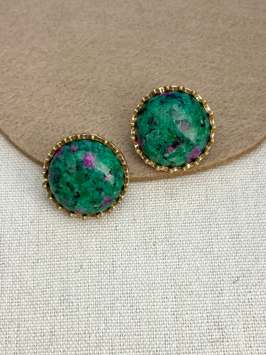Color Green Round Stone Earring