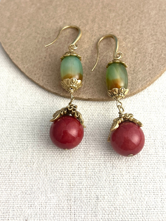 Socialite style  Earrings with Nature Agates