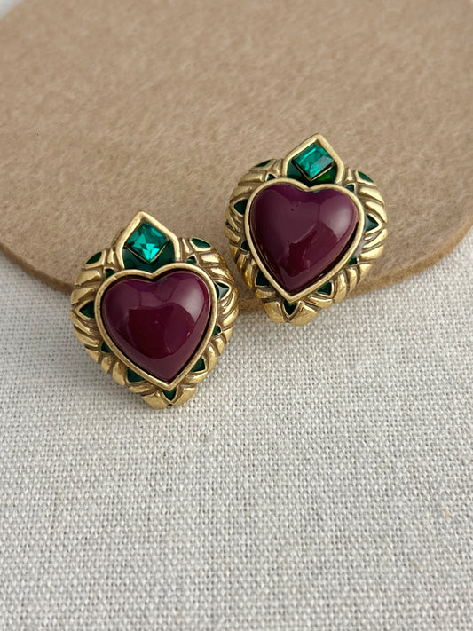 Aubergine Heart Earring