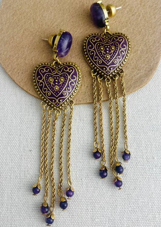 Purple Tassel Earring