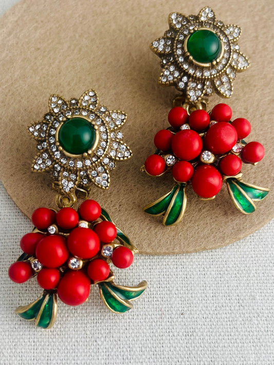 Pomegranate Flower Natural Stone Earring