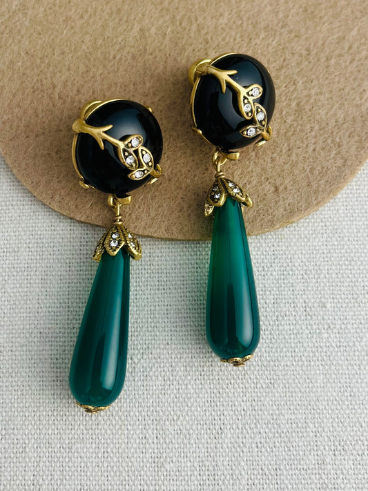 Vintage Green Onyx Earrings