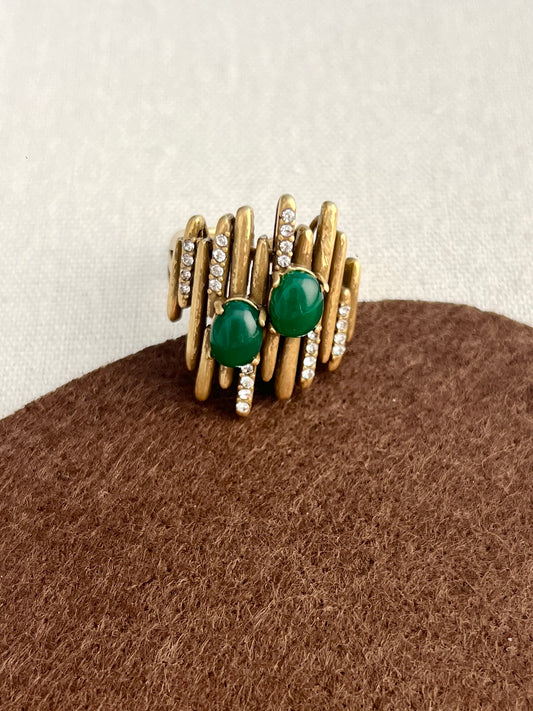 Green Natural Stone Adjustable Ring