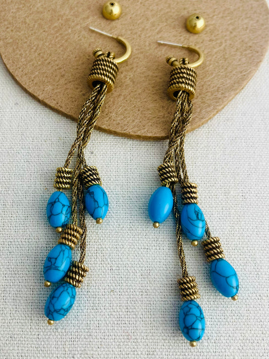 Tassel Turquoise Pendant Earring