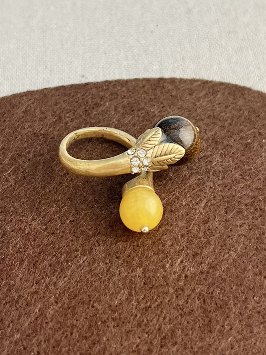 Amber Dream – Vintage Cat’s Eye & Agate Ring